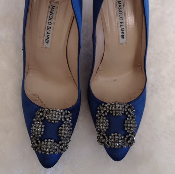 Signiture Manolo Blaknik Hangisi 105mm Satin pumps - Picture 1 of 11